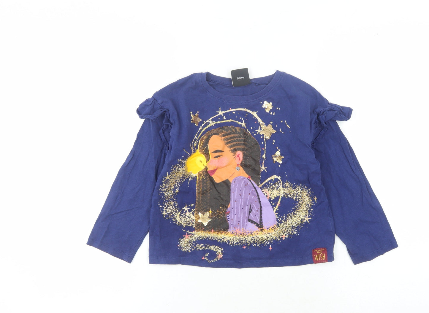 Next Girls Blue Glitter Graphic Long Sleeve T-Shirt 5-6 Years