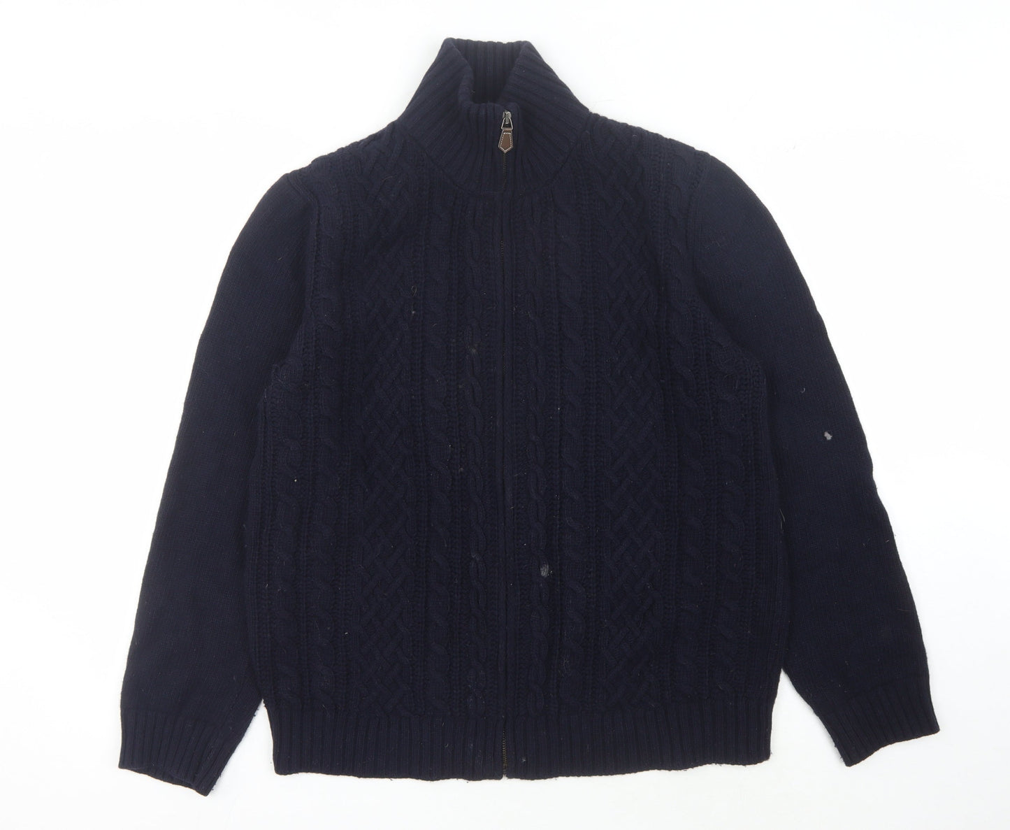 Jasper Conran Men's Blue Full Zip Wool Jumper L
