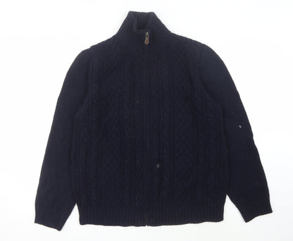 Jasper Conran Men's Blue Full Zip Wool Jumper L