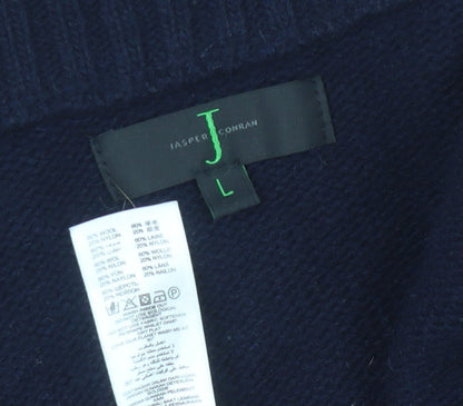 Jasper Conran Men's Blue Full Zip Wool Jumper L