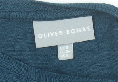 Womens UK Size 8 Oliver Bonas Blue Basic T-Shirt