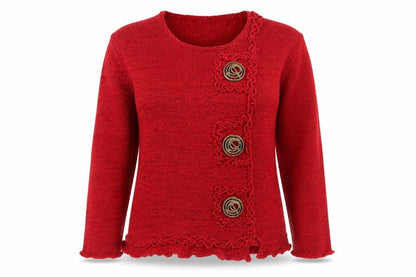 Womens UK Size 6 BASSINI Red Cardigan Jumper