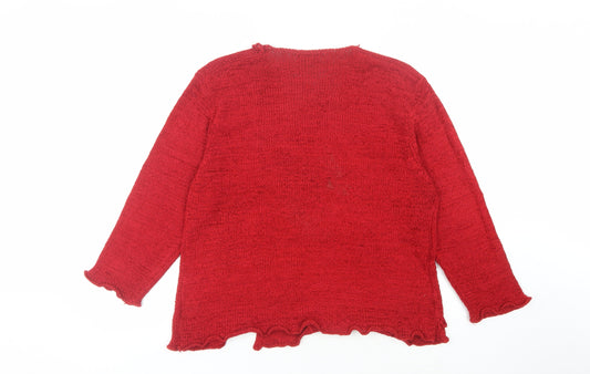 Bassini Women's Red Cardigan Size 6 Knit Button Accents