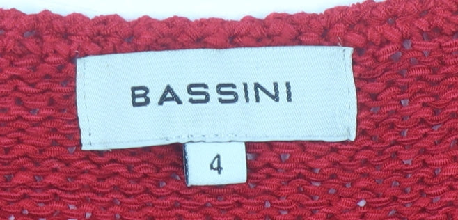 Womens UK Size 6 BASSINI Red Cardigan Jumper