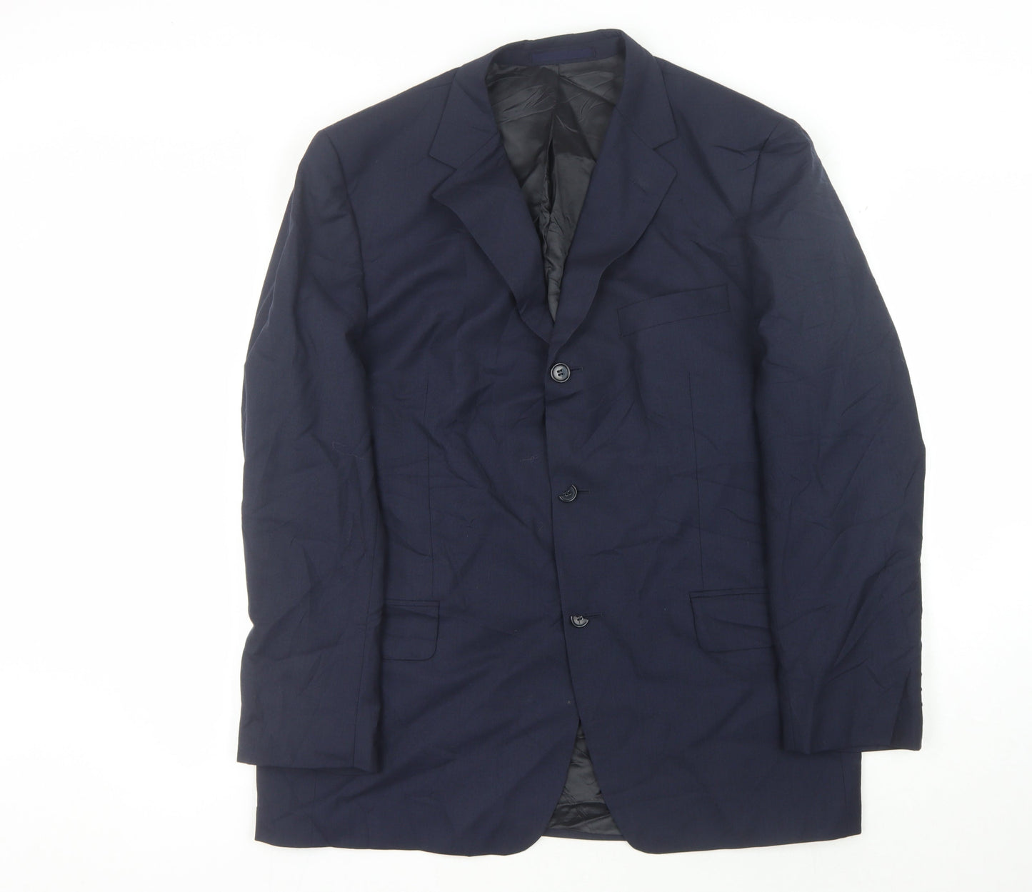 Eddy Taylor Mens Blue Wool Suit Jacket Size 42R