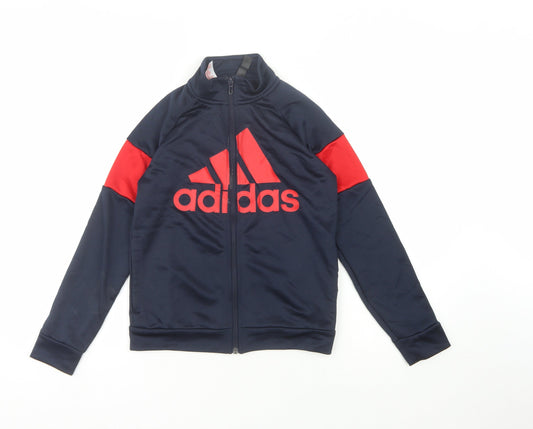 Additional front view of Adidas boys’ blue full zip sweatshirt 9-10 years