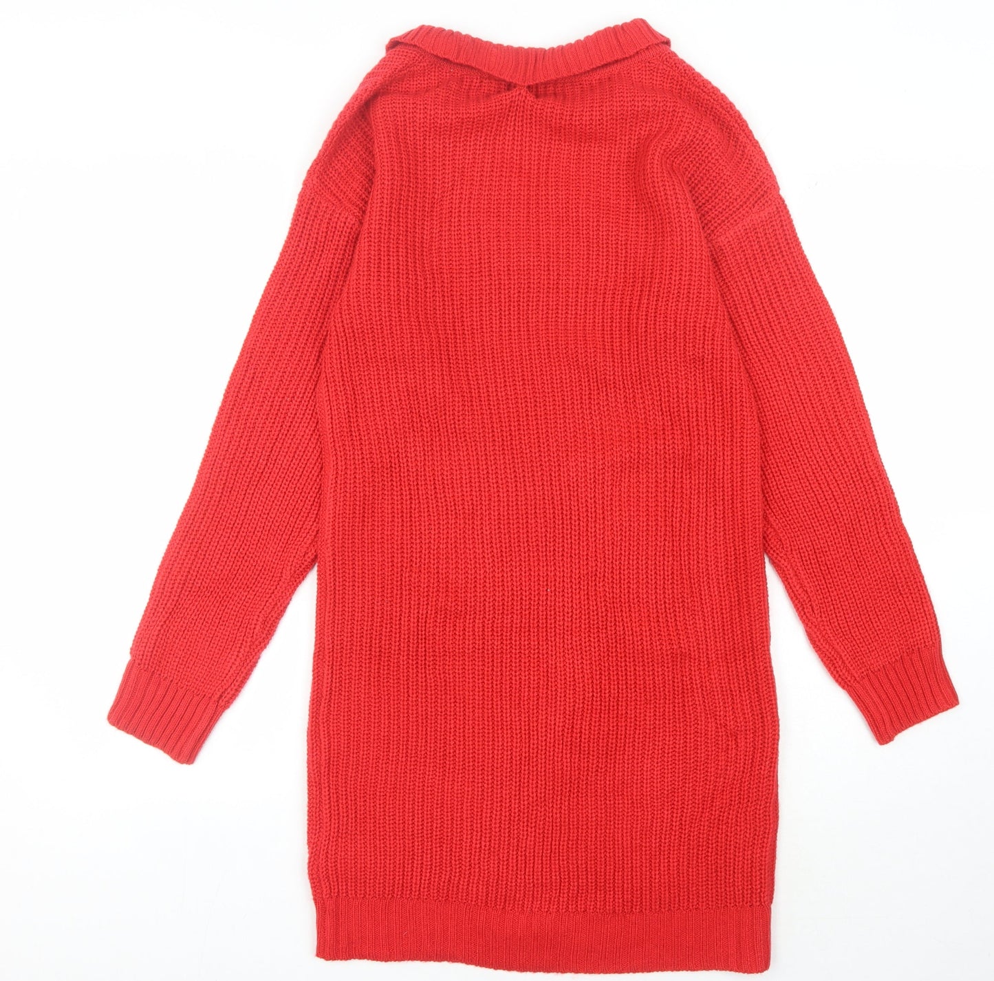 Brax Women's Red Knit Jumper Dress, Long Sleeve, V-Neck