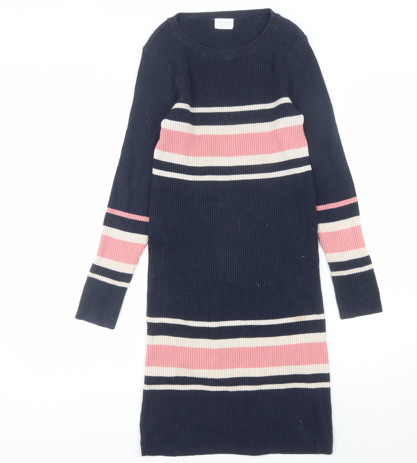 Vila Women's Multicoloured Striped Jumper Dress, M