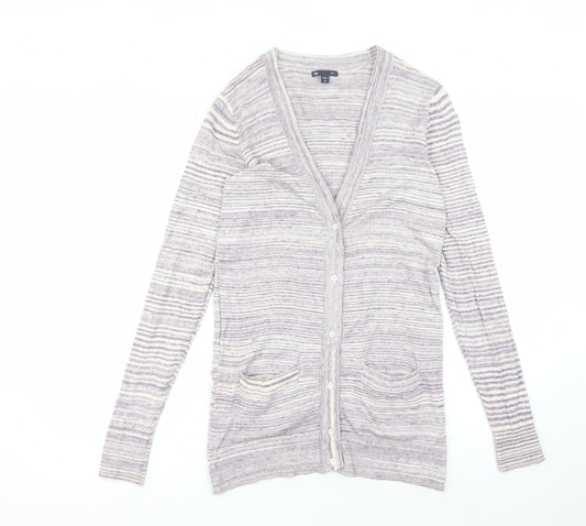 Gap Women's Purple Striped Cardigan Medium
