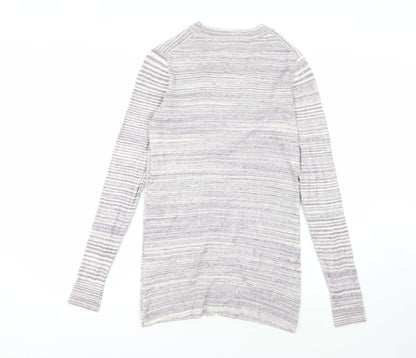 Gap Women's Purple Striped Cardigan Medium