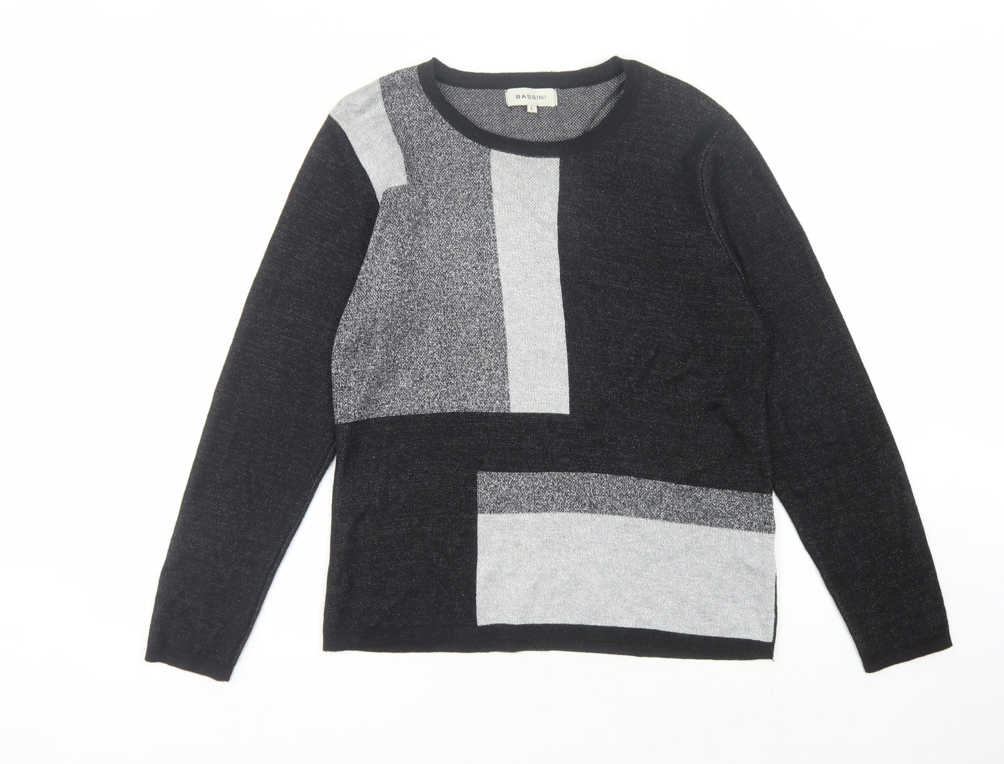 Bassini Women's Black Geometric Knit Jumper L