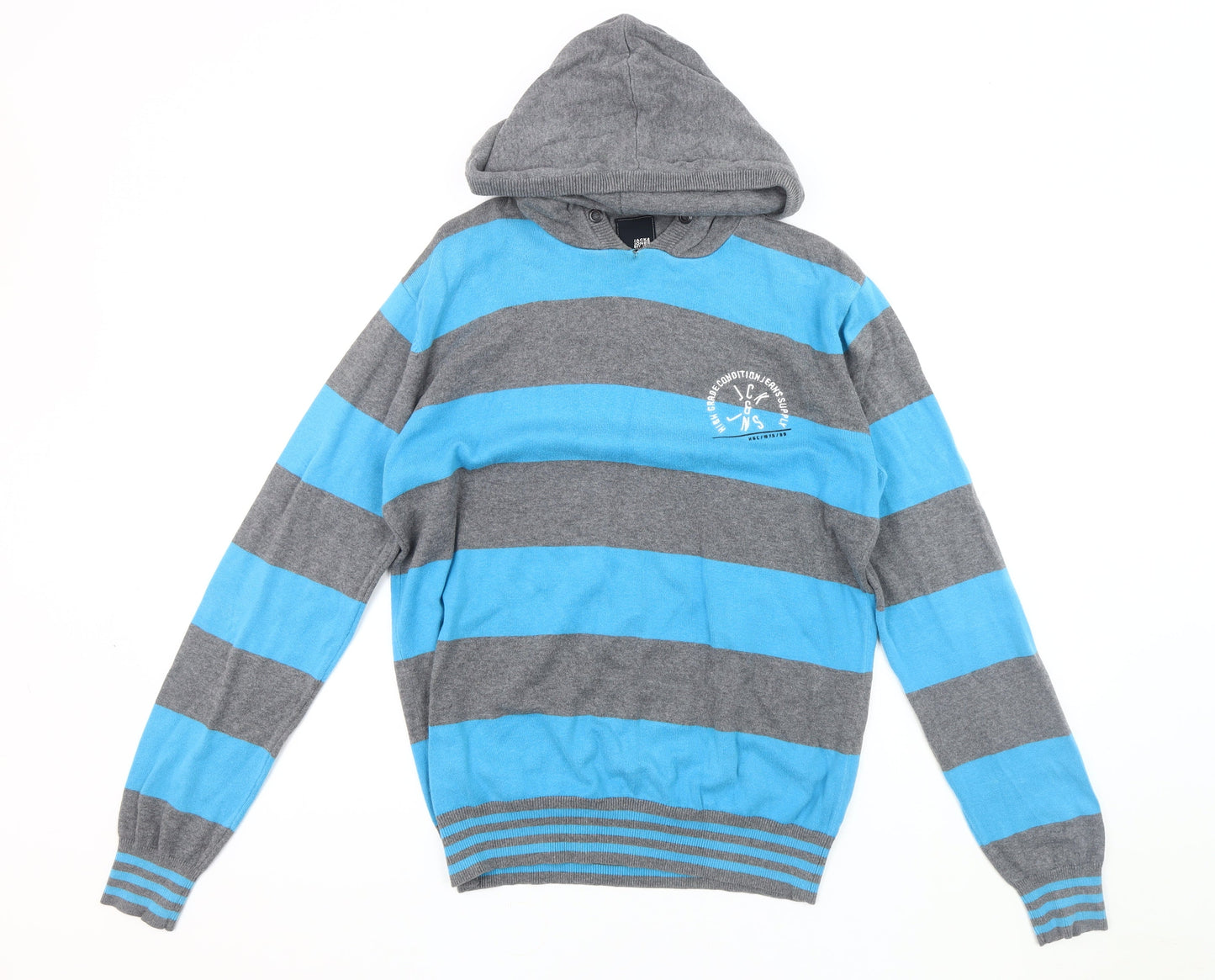 Mens UK Size M JACK & JONES Blue Pullover Hoodie