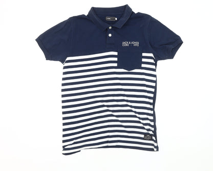 Jack & Jones Men’s Blue Striped Polo, Size M