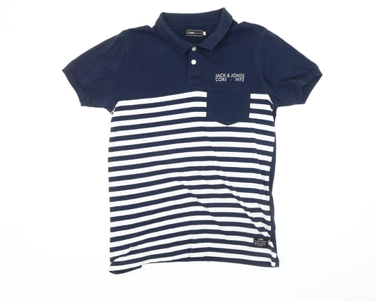 Jack & Jones Men’s Blue Striped Polo, Size M