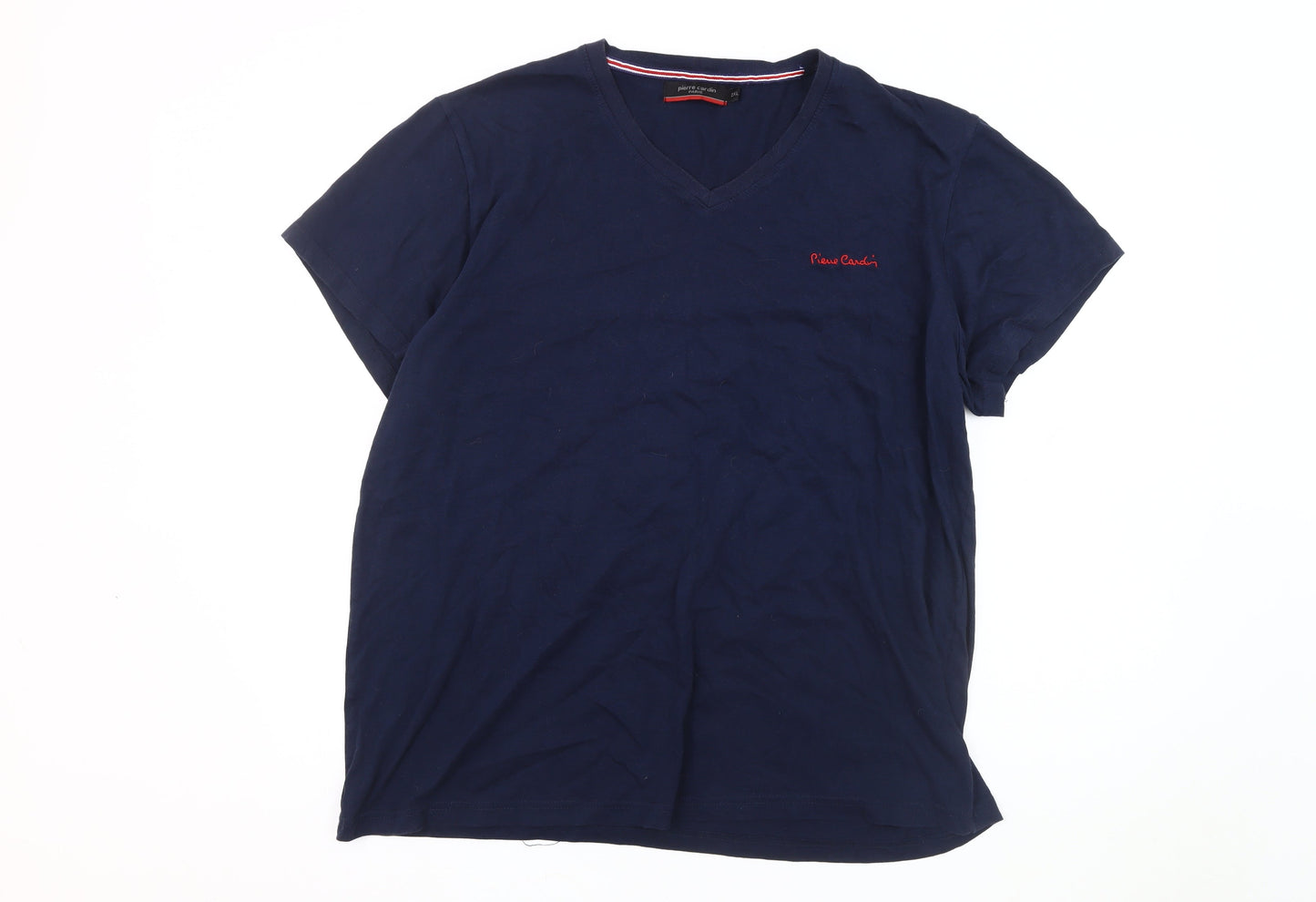 Pierre Cardin Men's V-Neck T-Shirt 2XL Blue Logo