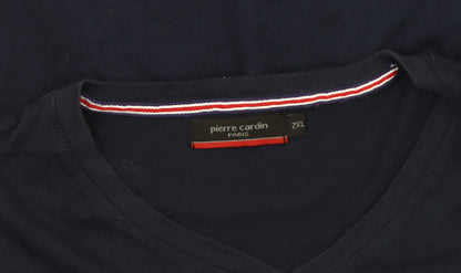 Pierre Cardin Men's V-Neck T-Shirt 2XL Blue Logo