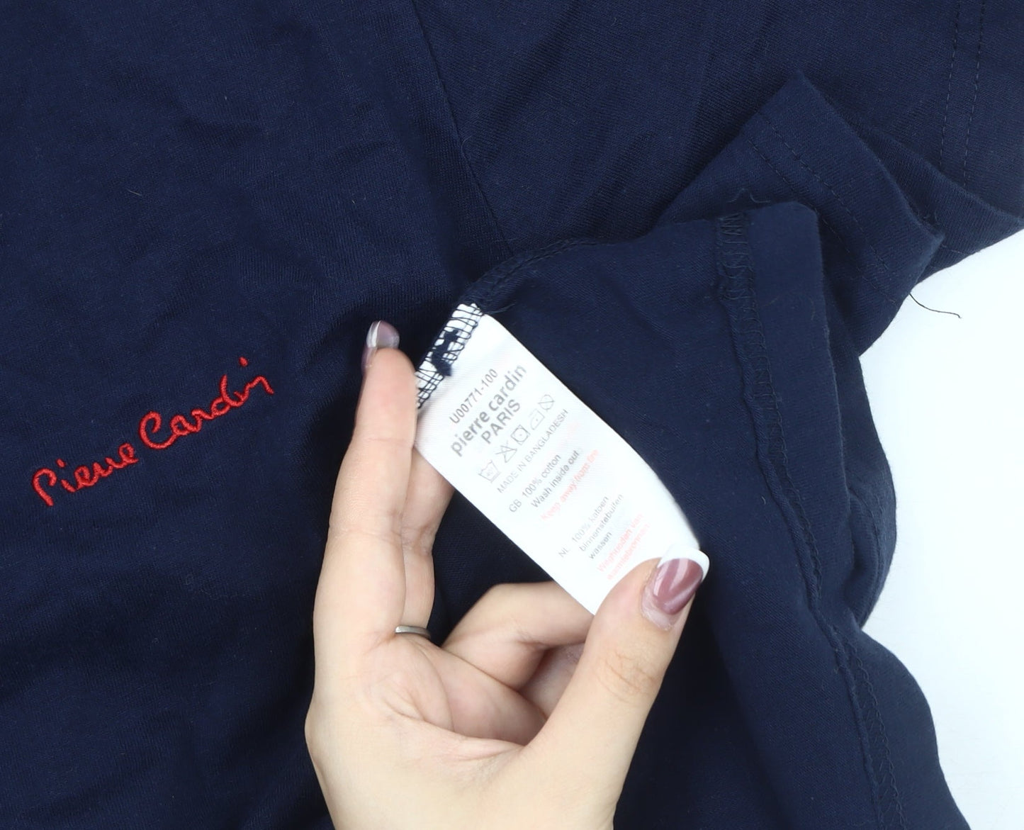 Pierre Cardin Men's V-Neck T-Shirt 2XL Blue Logo