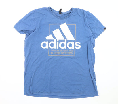 Adidas Men's Blue Graphic Logo T-Shirt Medium