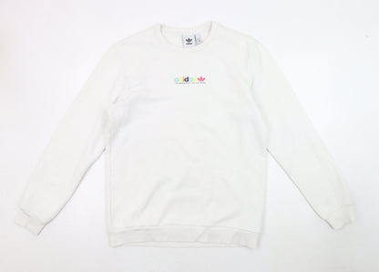 Mens UK Size M adidas White Pullover Sweatshirt