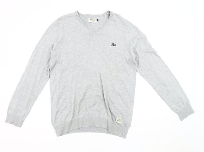 Jack & Jones Men's Grey V-Neck Pullover Jumper L