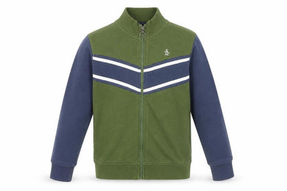 Front view of Original Penguin boys’ green blue track jacket 10-11 years