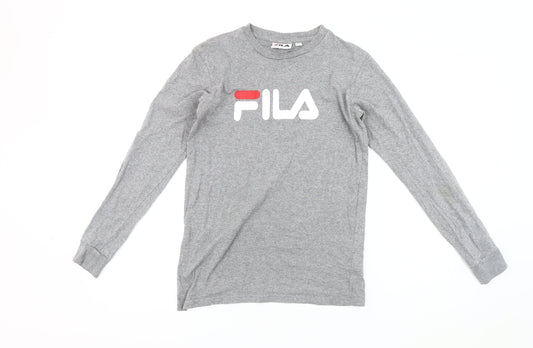 FILA Unisex Grey Long Sleeve Crew Neck T-Shirt