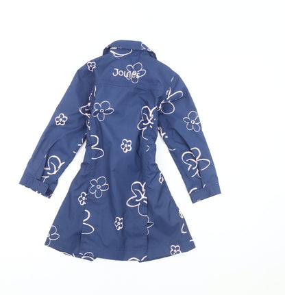 Joules Girls Blue Floral Trench Coat XS - Casual Spring Wear