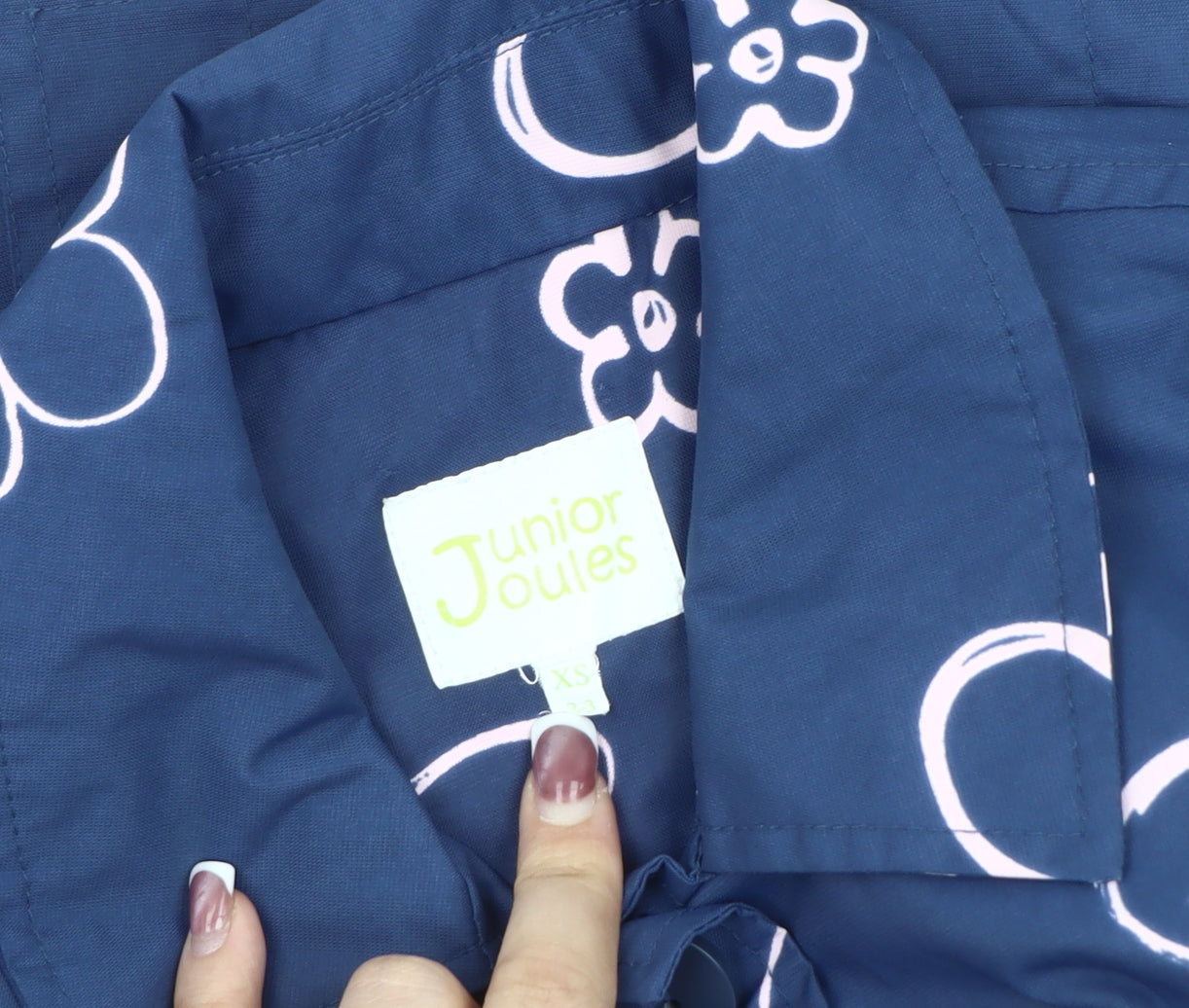 Joules Girls Blue Floral Trench Coat XS - Casual Spring Wear