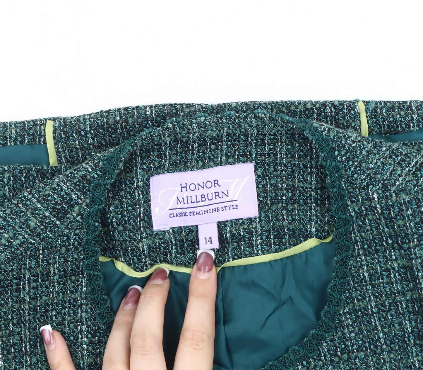 Womens UK Size 14 Honor Millburn Green Basic Jacket