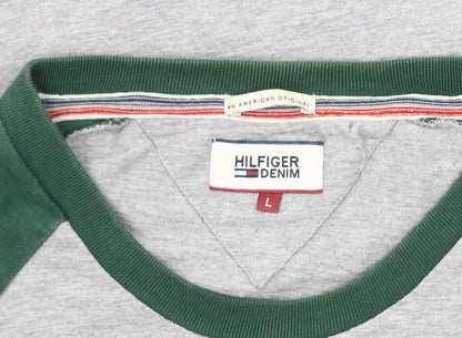 Mens UK Size L Hilfiger Denim Grey Pullover Sweatshirt