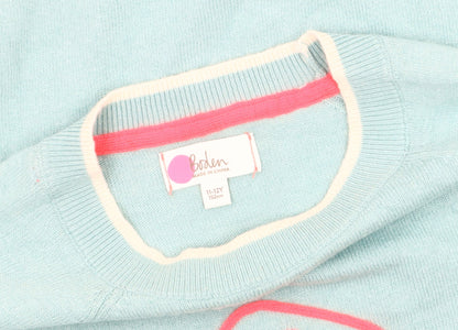 Boden Blue Dinosaur Pullover Jumper for Girls 11-12 Years