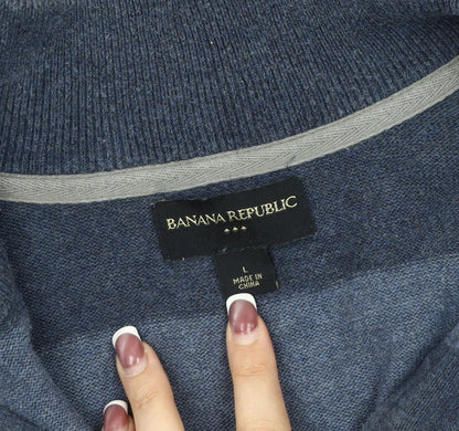 Mens UK Size L Banana Republic Blue 1/2 Zip Sweatshirt