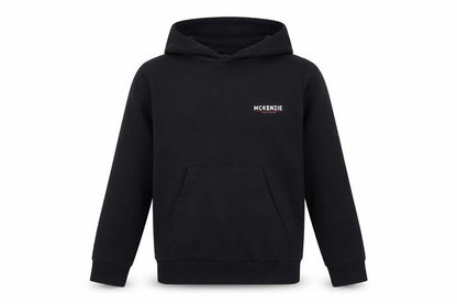 Front view of McKenzie boys’ black pullover hoodie, size 8-10, years