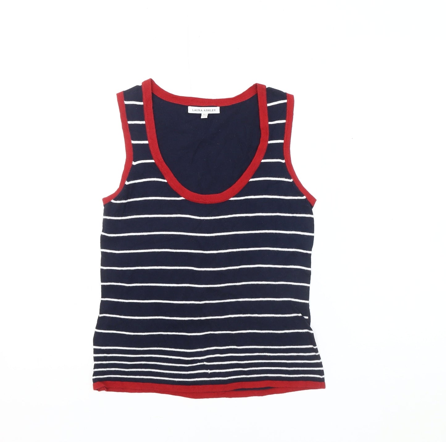 Laura Ashley Women's Blue Striped Sleeveless Top Size 10