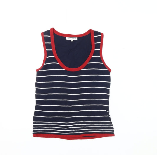 Laura Ashley Women's Blue Striped Sleeveless Top Size 10