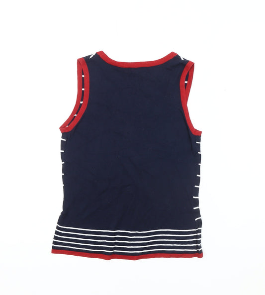 Laura Ashley Women's Blue Striped Sleeveless Top Size 10