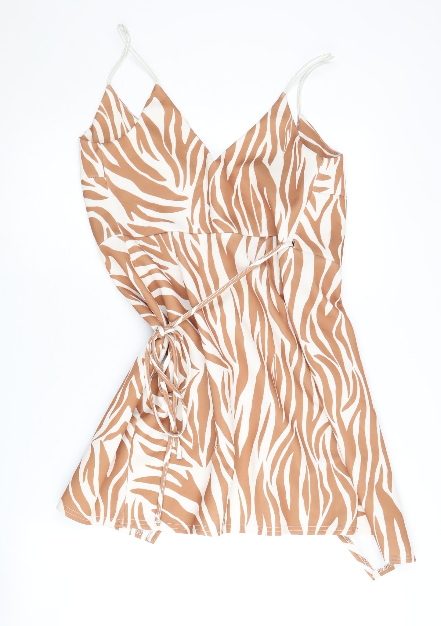 SOSO Women's Brown Zebra Wrap Top, Size 8