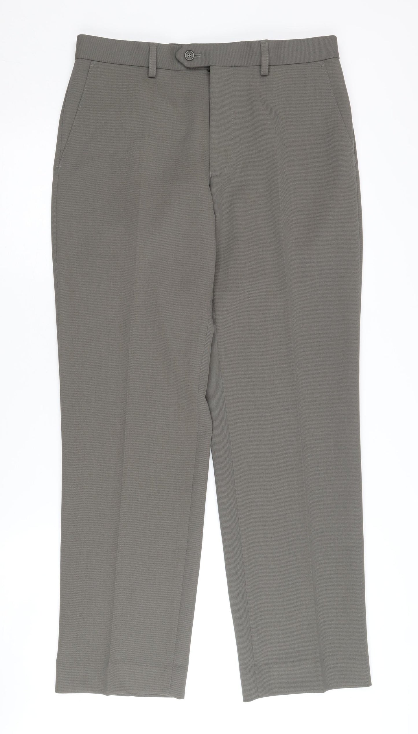Marks and Spencer Grey Men's Trousers, Size 32, Wrinkle Resistant