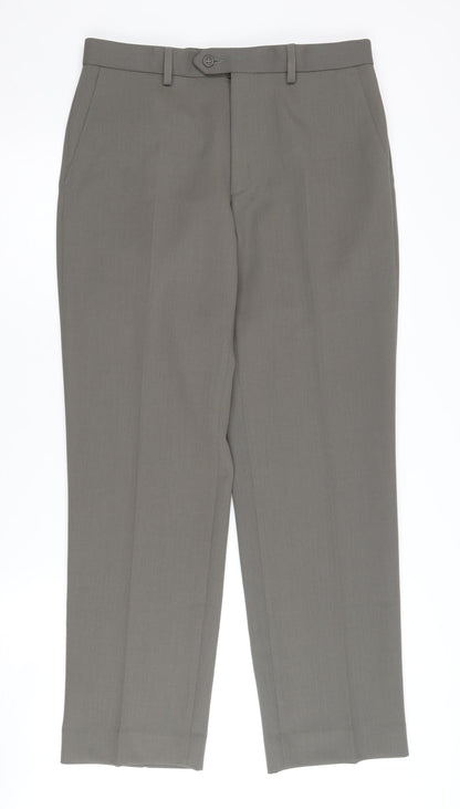 Marks and Spencer Grey Men's Trousers, Size 32, Wrinkle Resistant