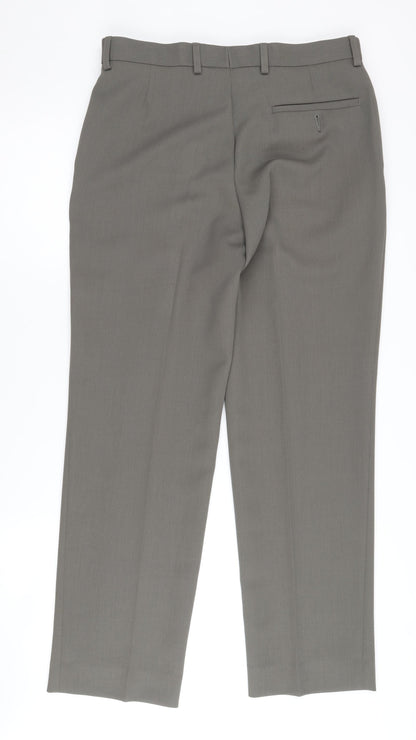 Marks and Spencer Grey Men's Trousers, Size 32, Wrinkle Resistant