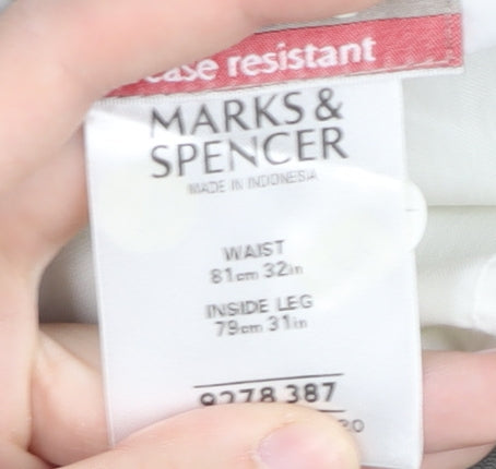 Marks and Spencer Grey Men's Trousers, Size 32, Wrinkle Resistant