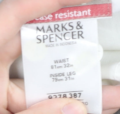 Marks and Spencer Grey Men's Trousers, Size 32, Wrinkle Resistant