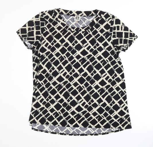 Anne Klein Women's Black Geometric T-Shirt L