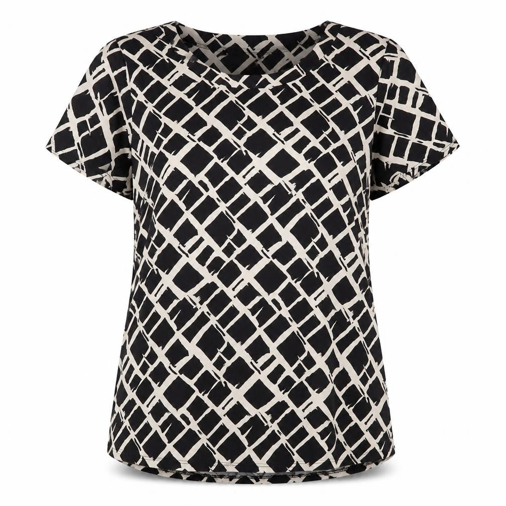 Anne Klein Women's Black Geometric T-Shirt L