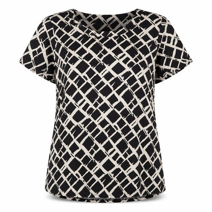 Anne Klein Women's Black Geometric T-Shirt L