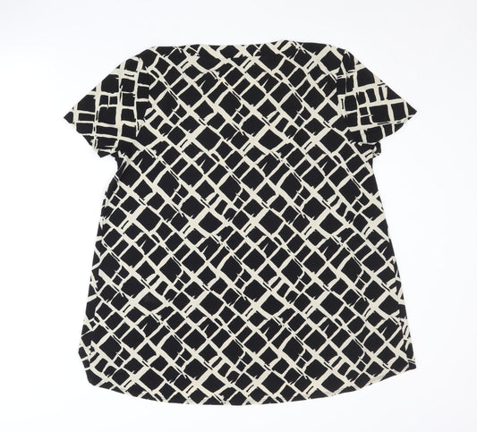 Anne Klein Women's Black Geometric T-Shirt L