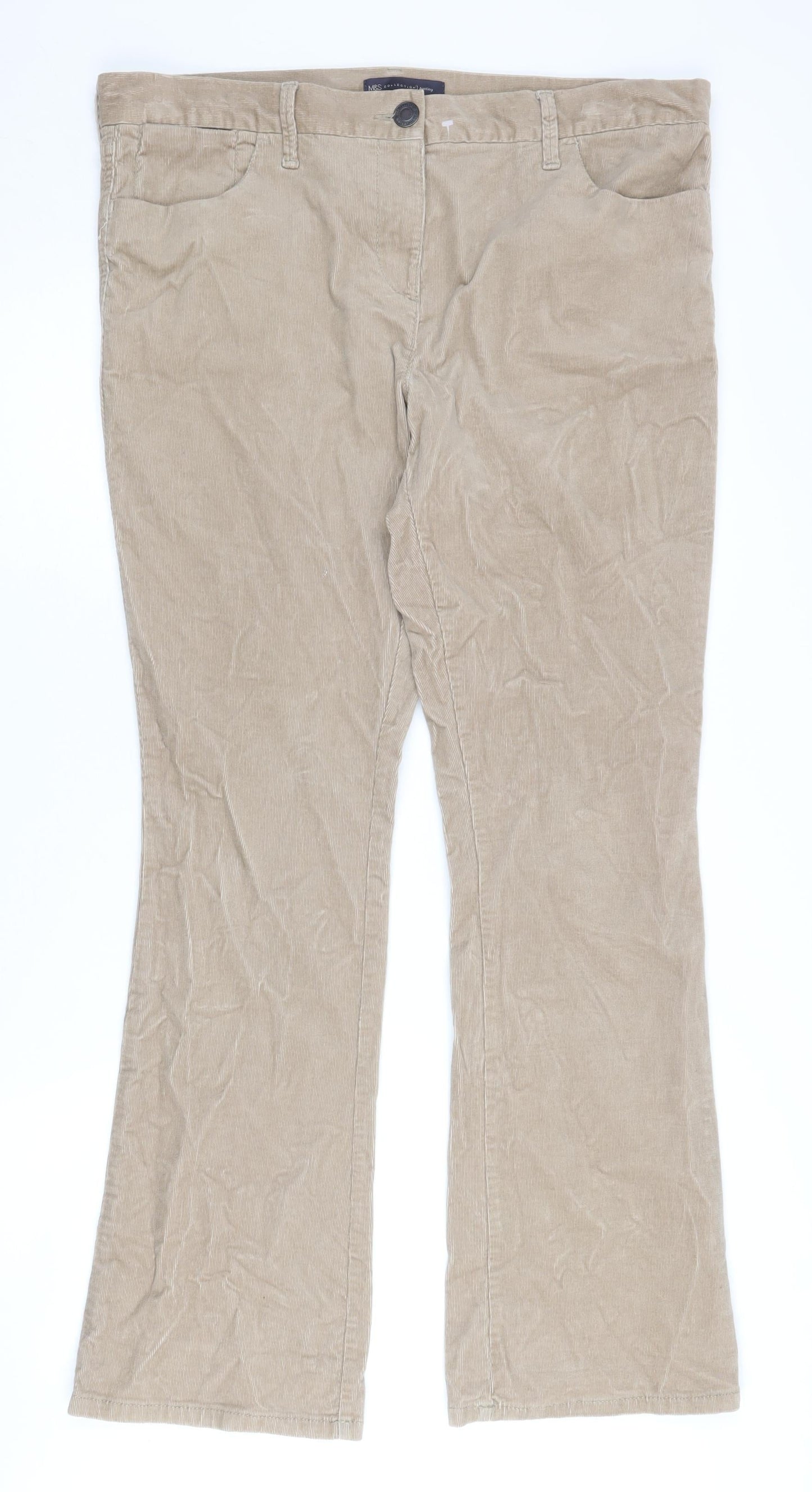 Womens UK Size 14 Marks and Spencer Regular Fit  Beige Trousers