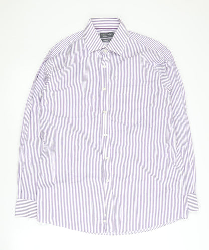 Marks and Spencer Men's Multicoloured Striped Shirt, Regular Fit, Size 16