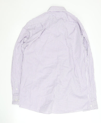 Marks and Spencer Men's Multicoloured Striped Shirt, Regular Fit, Size 16