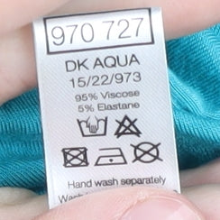 M&Co Women's Blue Beaded Scoop Neck T-Shirt Size 18